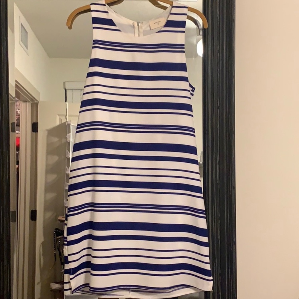 Every + blue and white striped work dress